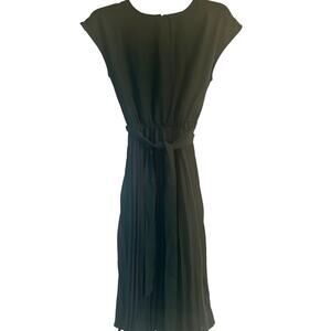 NWOT Women's Green Pleated Knee Length Dress Cap Sleeve Size Small
